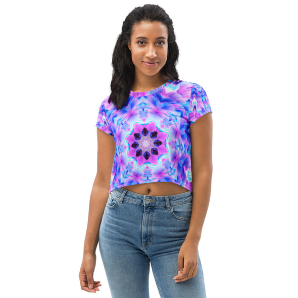 MetaParty Vibes Blue All-Over Print Crop Tee