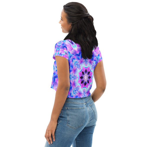 MetaParty Vibes Blue All-Over Print Crop Tee